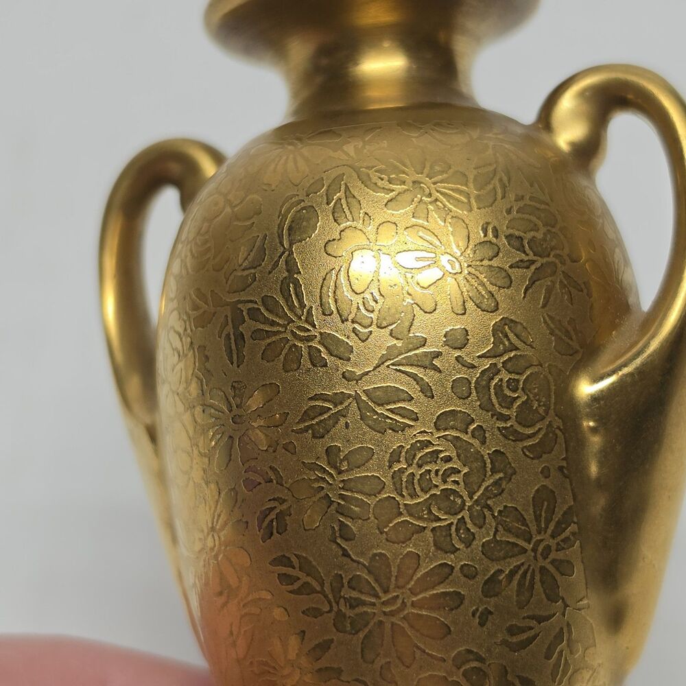 Vintage 50s Stouffer 24 Kt Gold Plated Salt/Pepper Shaker ROSE DAISY w Handles - Picture 3 of 9